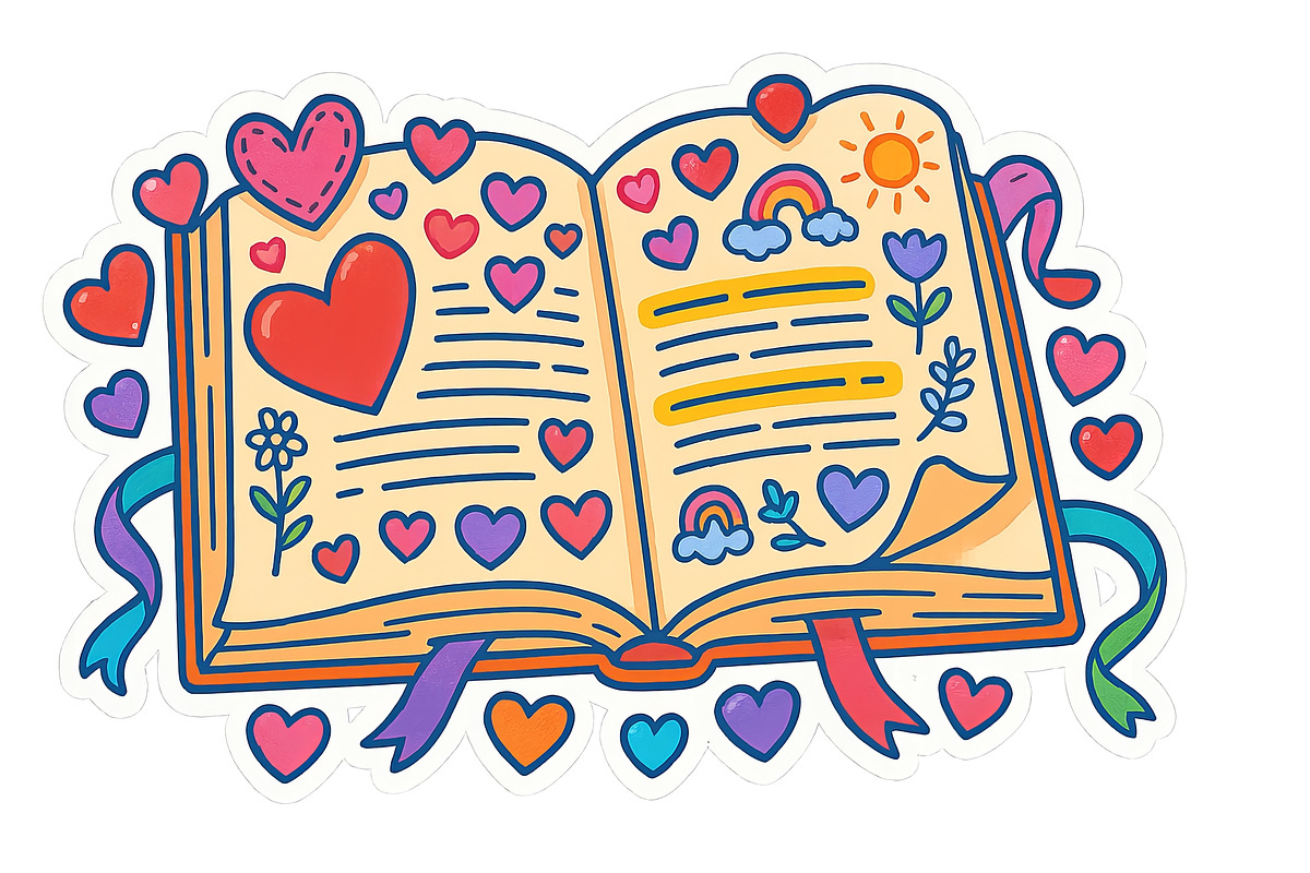 Open schoolbook illustration with he, an Illustration by Dvoevnore photos