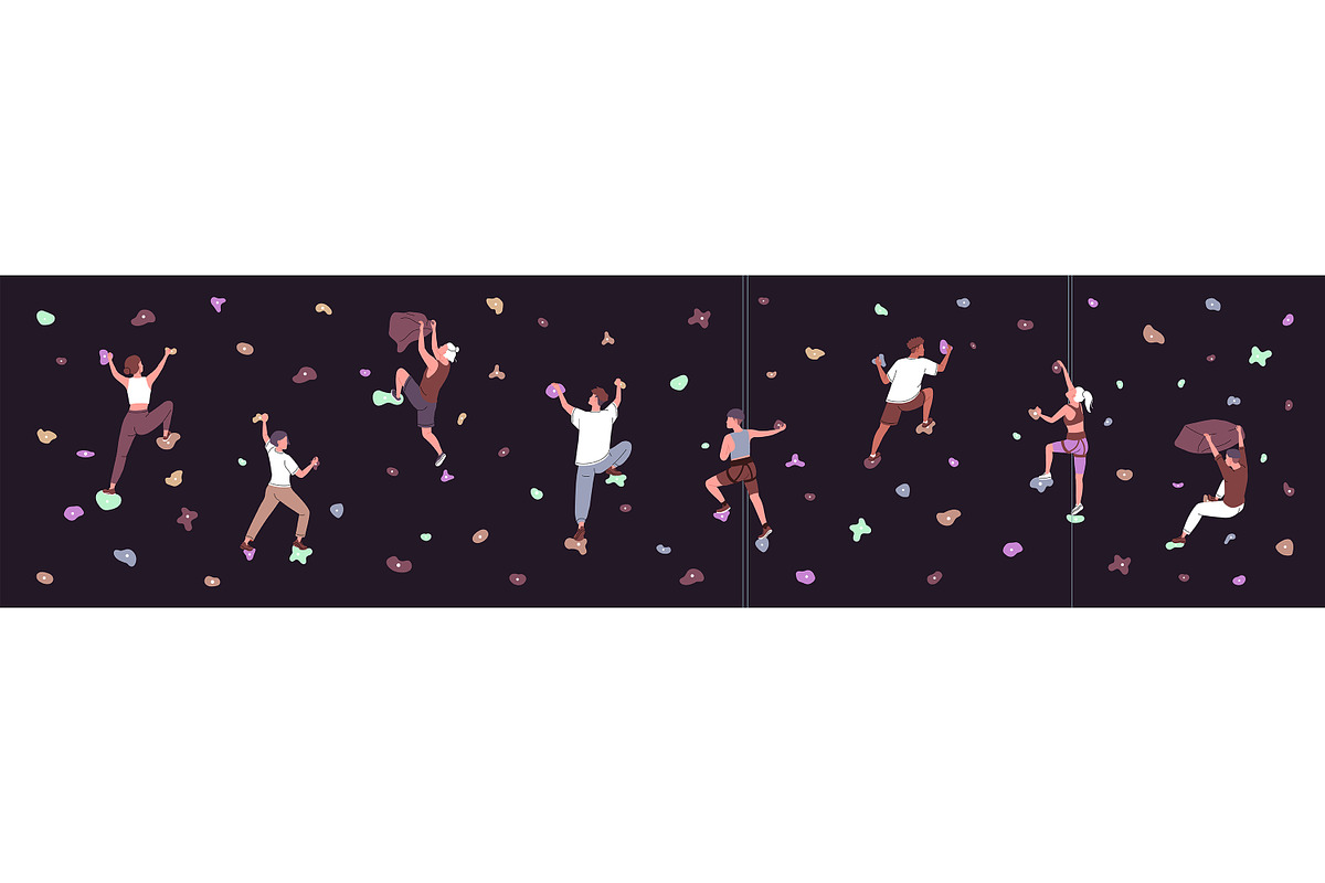 People climbing on bouldering wall, a Sport Illustration by PaperTrident (Photo 5 of 5)