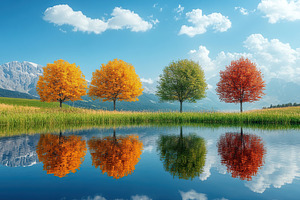 Four nature seasonal scenes of a year, a Photo by AlyaAnd