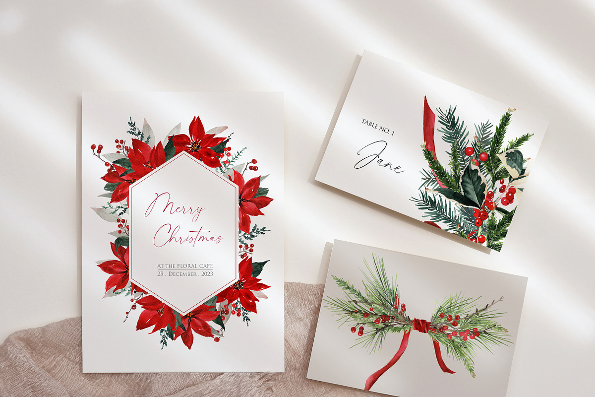 Watercolor flower-Classic Christmas, an Illustration by Beigetime (Photo 4 of 9)