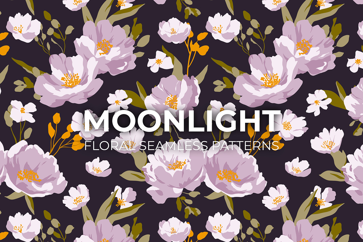 Moonlight Floral seamless patterns, a Pattern Graphic by AnnArt (Photo 1 of 8)