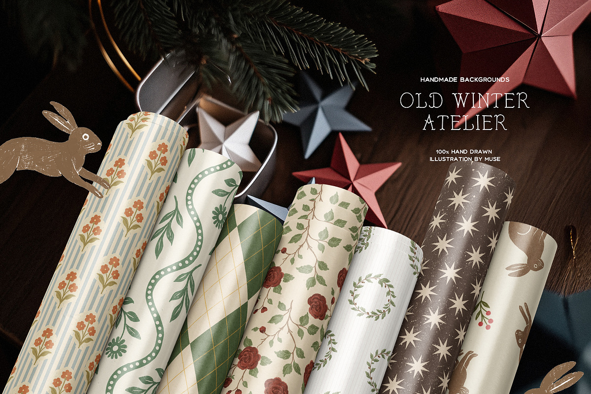 Old Winter Atelier Christmas Paper, a Background Graphic by Muse Artist (Photo 12 of 13)