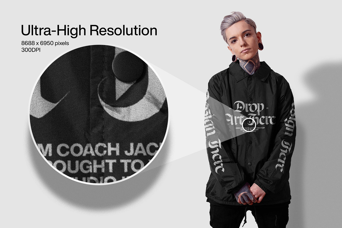 Coach Jacket Mockup – Modelled, a Hoody Mockup by Studio Innate (Photo 2 of 5)
