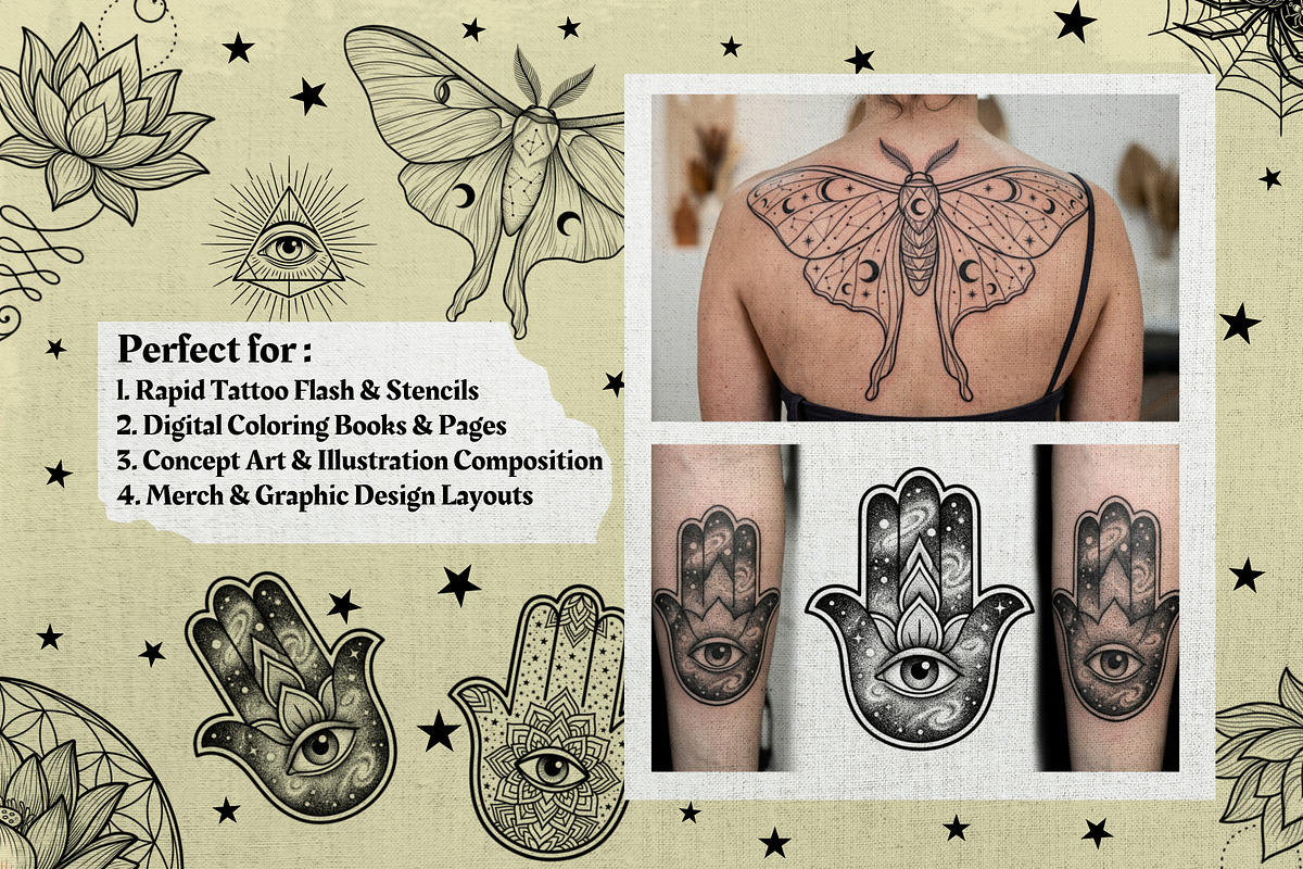 100+ Procreate Tattoo Stamp Brushes, a Brush Add-On by badrusblue (Photo 3 of 9)