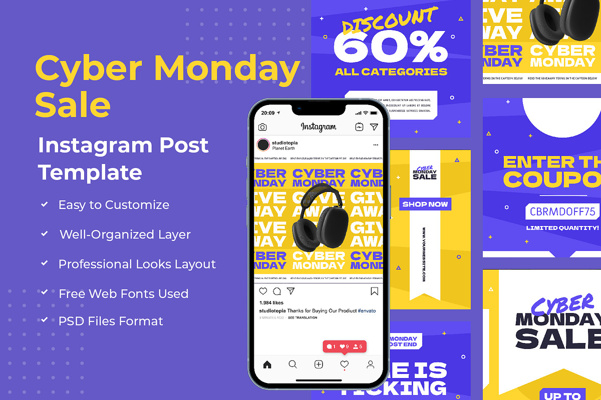 Cyber Monday Instagram Post, a Social Media Template by edukka