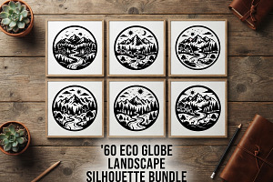 60 Eco Globe Landscape Silhouette