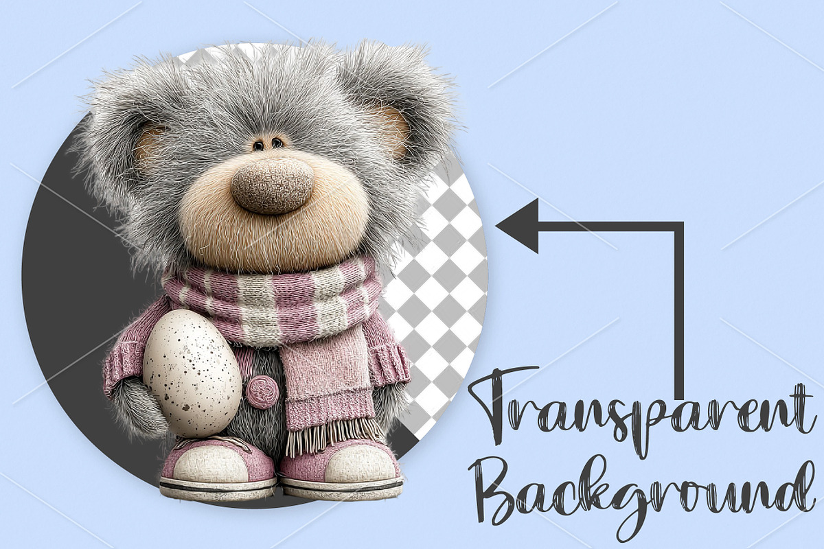 Whimsical Easter Teddy Bear Clipart, a Seasonal Illustration by Canvas Craft (Photo 2 of 7)