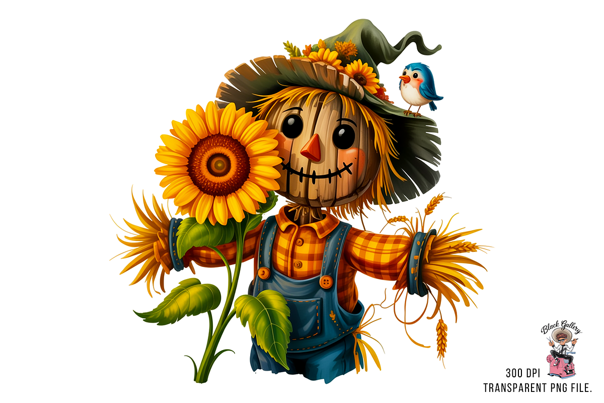 Cute Scarecrow Clipart PNG Bundle, a Graphic by Clipart Bloom (Photo 11 of 11)