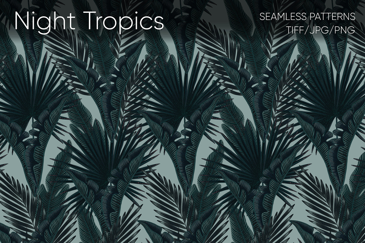 Night Tropics seamless patterns, a Pattern Graphic by ANAKOTO (Photo 3 of 20)