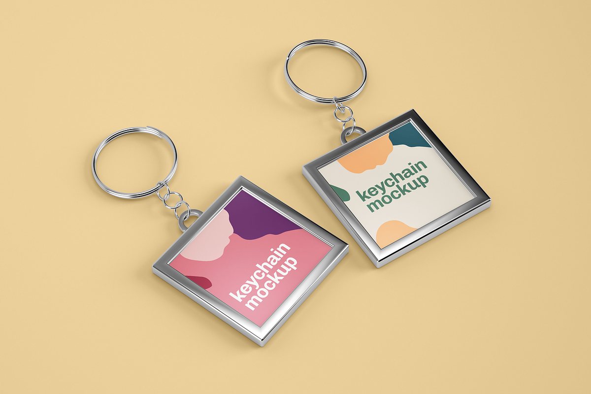 Silver & Card Keychain Mockup Set, a Product Mockup by Deeplab