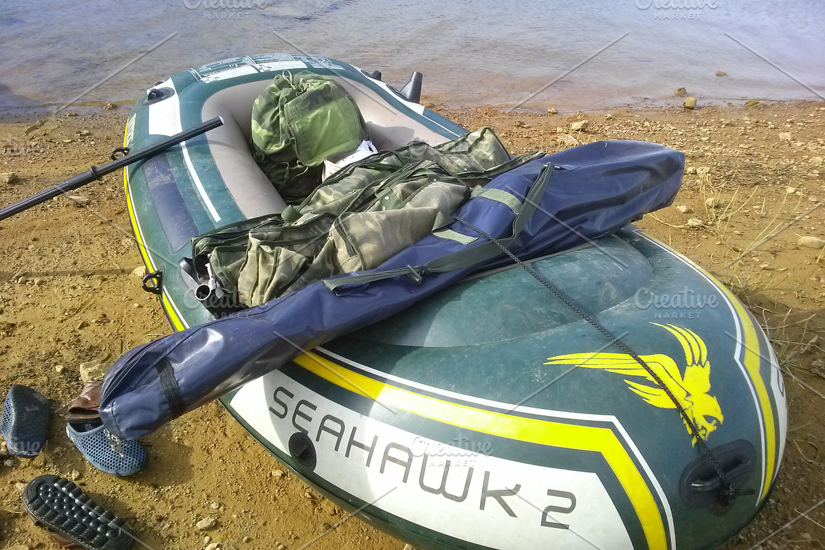 a small inflatable boat for fishing, a Nature Photo by 3D assets for your awesom (Photo 1 of 3)