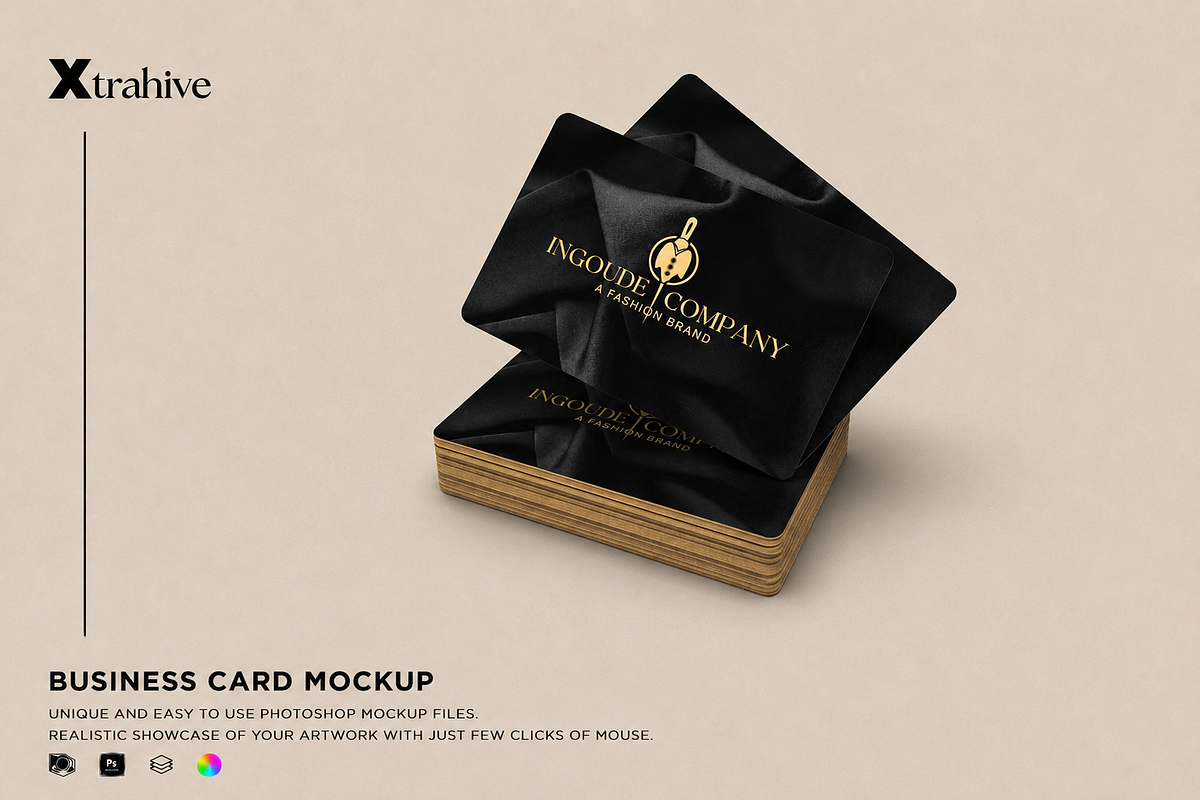 Black Business Card Mockup, an Advertising Mockup by Xtrahive (Photo 1 of 2)