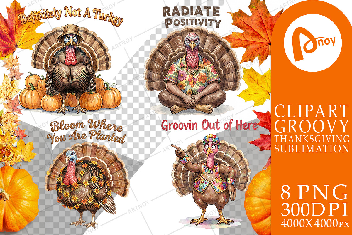 Groovy Thanksgiving Sublimation, a Seasonal Illustration by Artnoy (Photo 12 of 18)