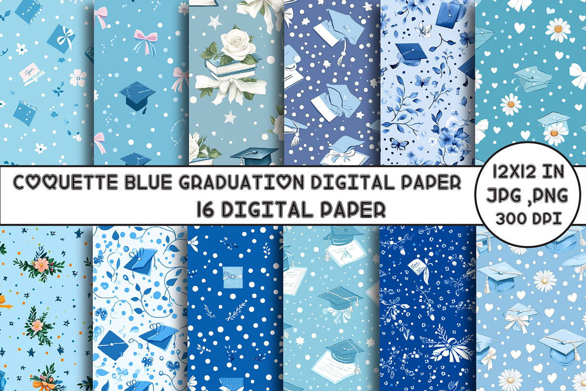 Coquette Graduation Digital Paper, a Pattern Graphic by Designking (Photo 1 of 4)