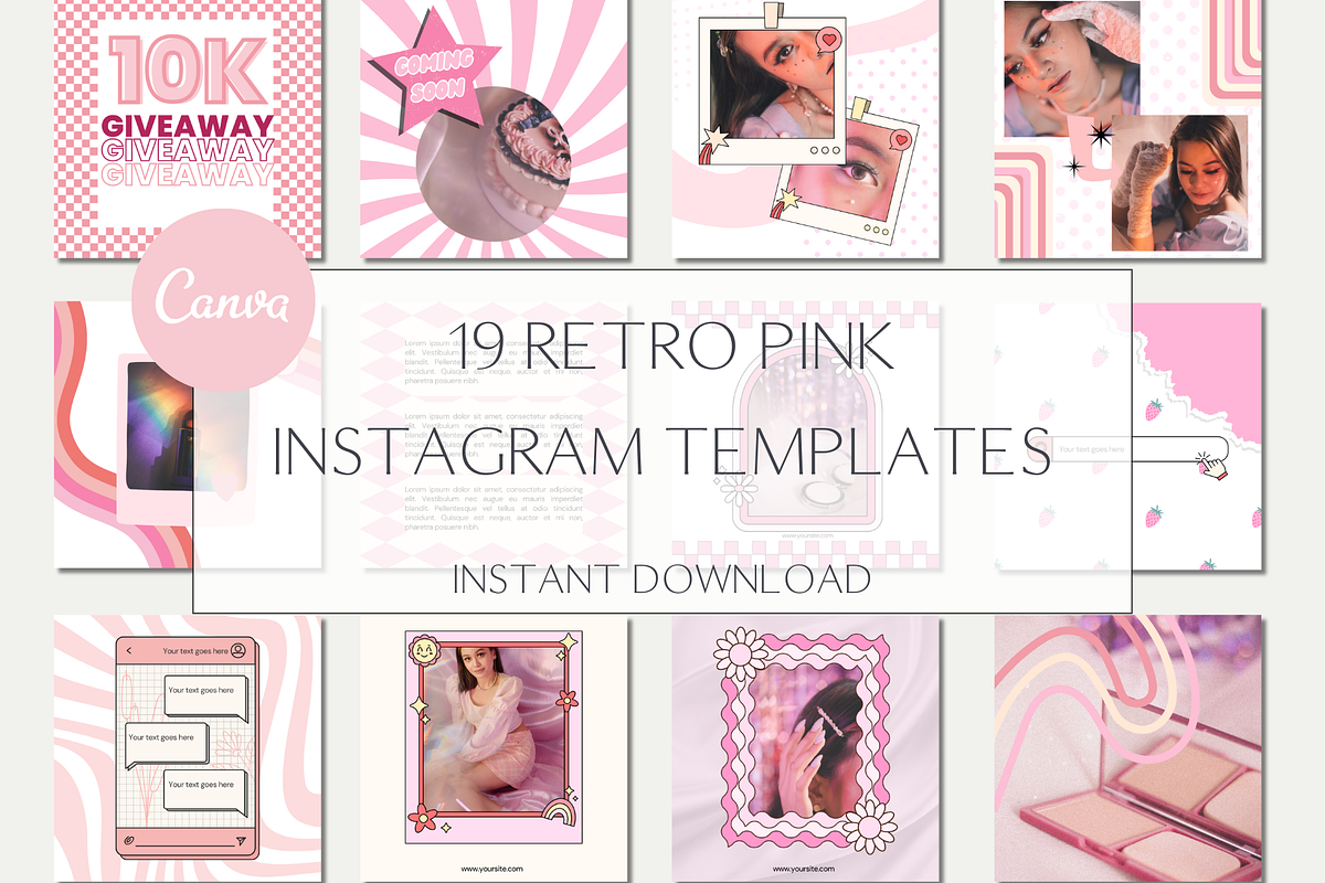 Pink Retro Instagram templates, a Social Media Template by Sian Elizabeth Designs (Photo 1 of 5)