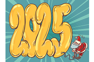 Santa Claus blows away 2025. The, an Object Illustration by rogistok