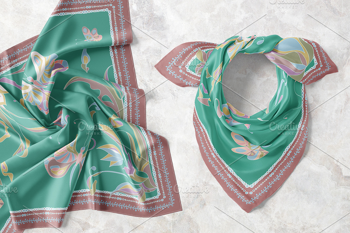 Pastel Butterfly Garden Silk Scarf, an Object Graphic by ilustrinna (Photo 2 of 6)