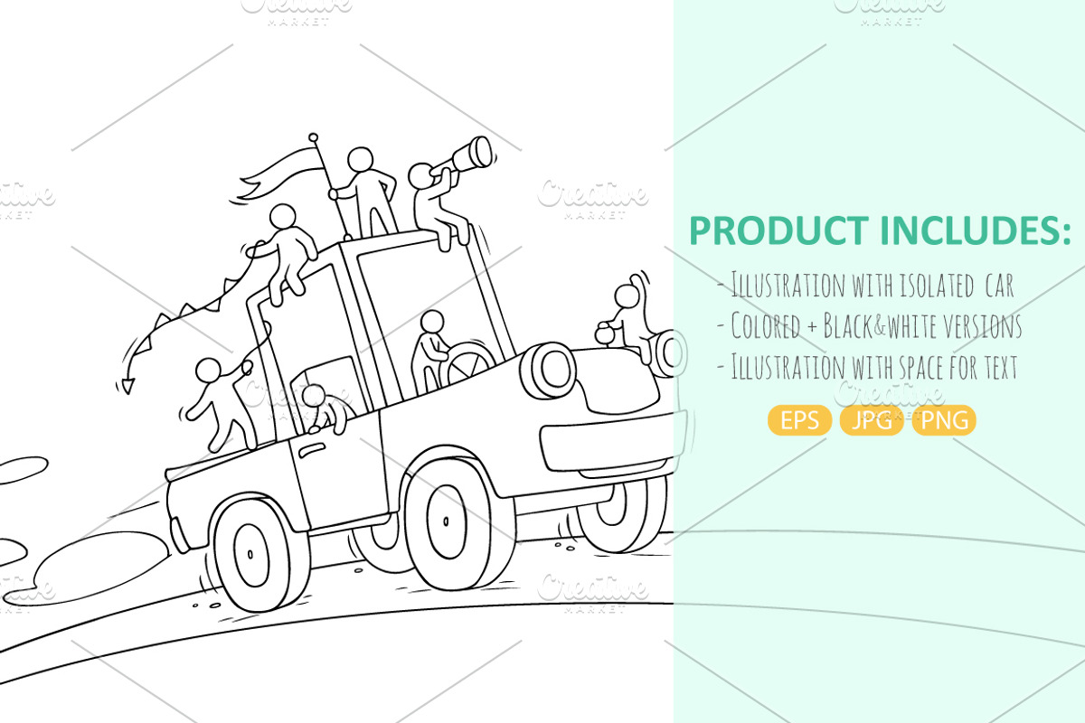 Cartoon car with little People, a Person Illustration by Sapunkele (Photo 2 of 2)