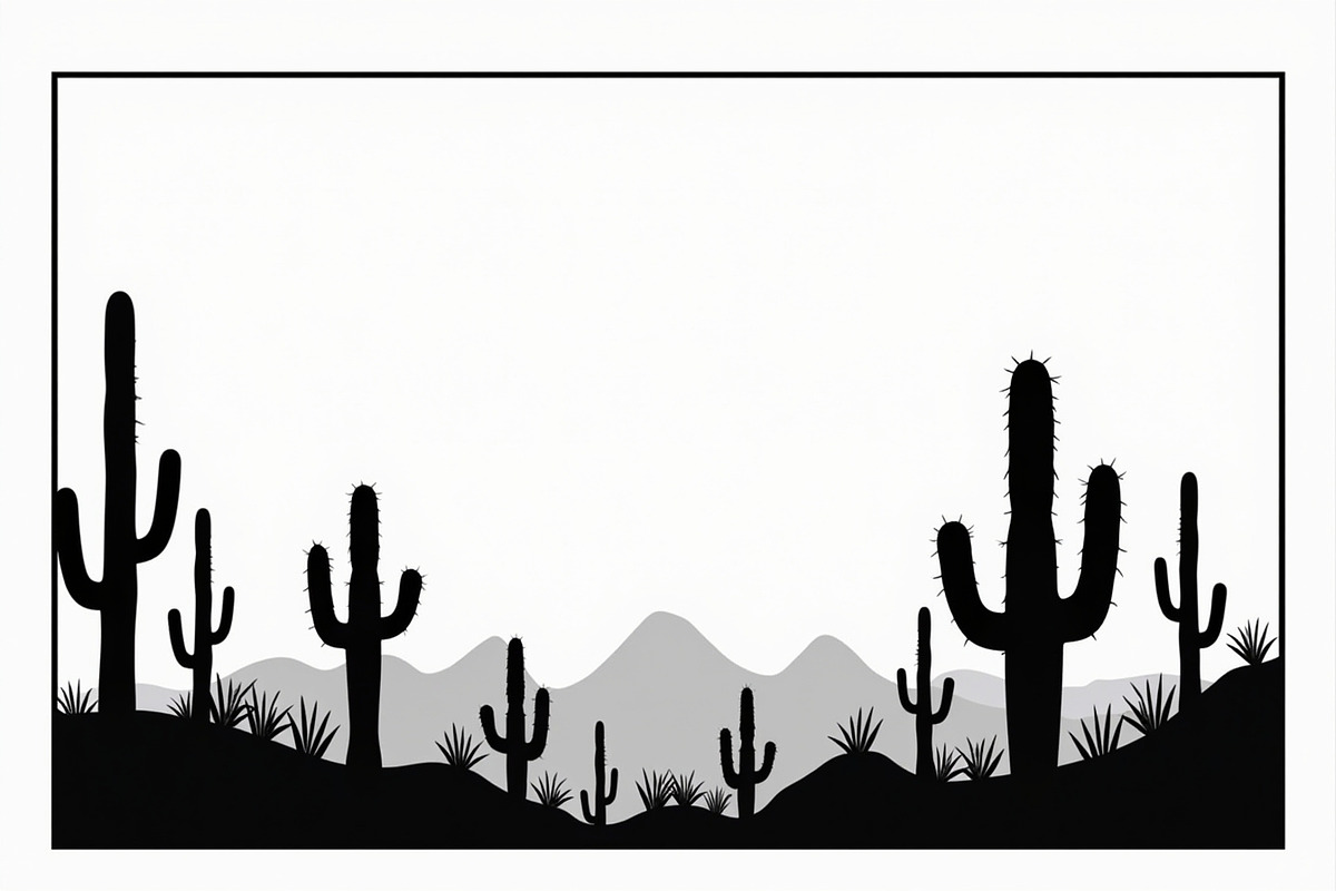 Southwestern Cactus Mountain Vector, an Illustration by hafijul (Photo 2 of 15)