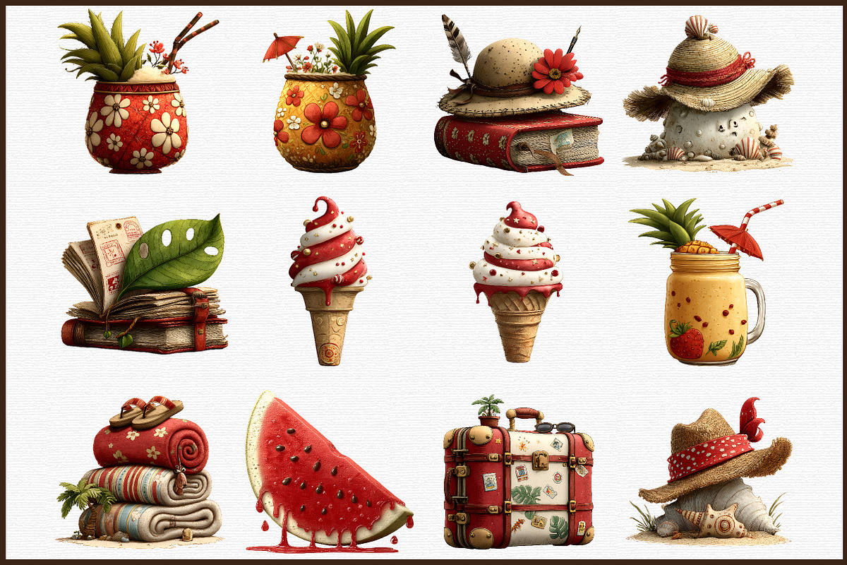 Watercolor Vacation Vibe Clipart, an Illustration by Sublimation Artist (Photo 3 of 6)