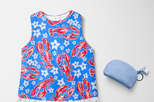 Preppy Red & Blue Lobster Pattern