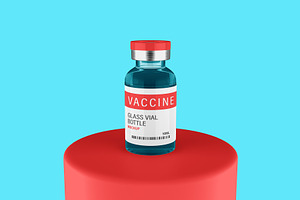 Vaccine Glass Vial Bottle Mockup