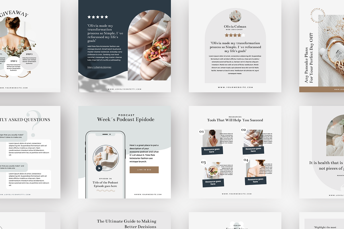 Canva Wellness Coach Bundle Olivia, a Social Media Template by Lovely Confetti (Photo 3 of 8)