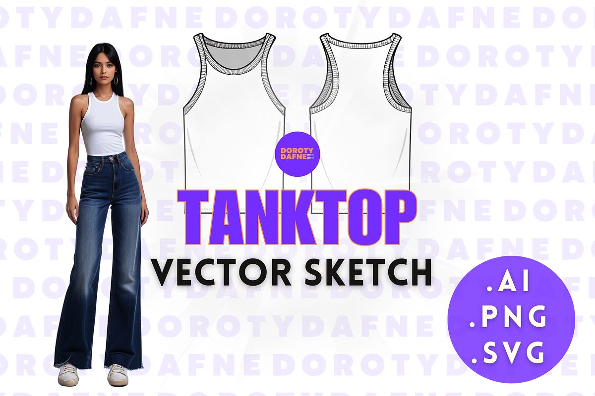 Tank Top Vector Sketch, an Apparel Mockup by Doroty Dafne Designs (Photo 1 of 7)