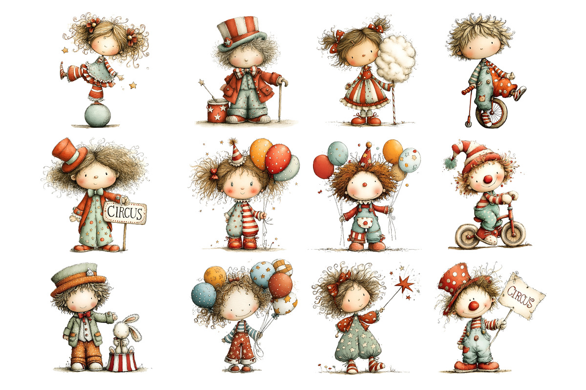 Circus Kids and Animals Clipart, a Person Illustration by Nicolle's Colorful Art (Photo 2 of 12)