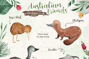 Australian Friends Watercolor Set, an Animal Illustration by LeMagiqueBoutique (Thumbnail 2 of 5)