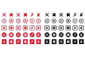 Set of red and black cross icon, an Object Illustration by Vector Creator
