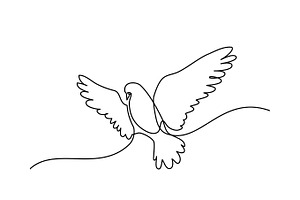 Flying Pigeon Logo One Line Drawing