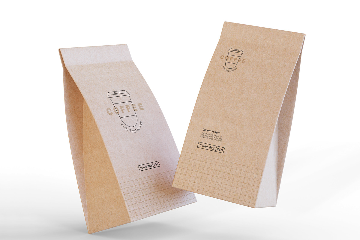 Paper Coffee Bags Mockup, a Cups & Container Mockup by Mego-studio