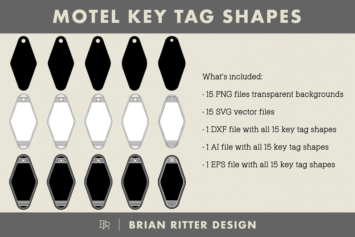 Motel Key Tag Shapes, an Object Graphic by Brian Ritter Design (Photo 2 of 2)