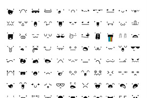 Set 99 different doddle emotions, an Emoji Icon by Modern vector