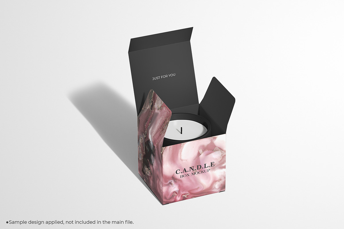 Candle With Cube Box Package Mockup, a Packaging Mockup by Sheikhadesign (Photo 8 of 12)