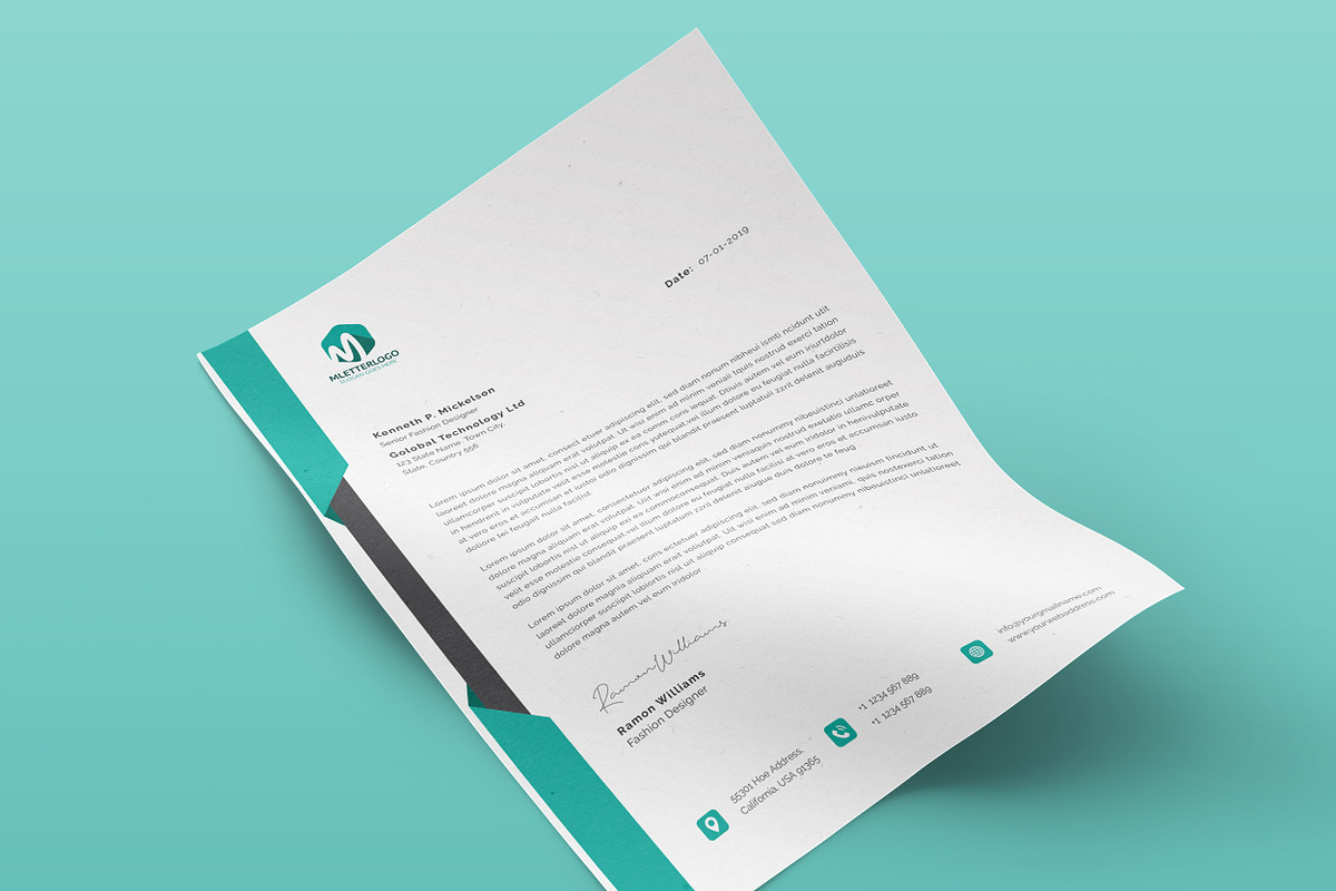 Business Letterhead Word, a Stationery Template by ResumeDevisers (Photo 7 of 8)