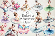 Ballerina Watercolor Clipart, an Illustration by DreamPrint404 (Thumbnail 1 of 4)