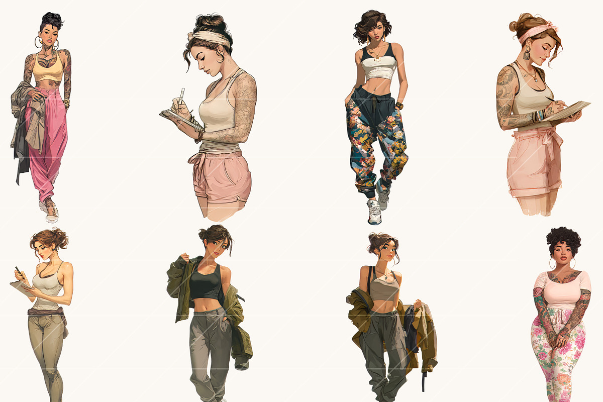 Curvy Woman Fitness Clipart, a Person Illustration by Design Scotch (Photo 3 of 8)