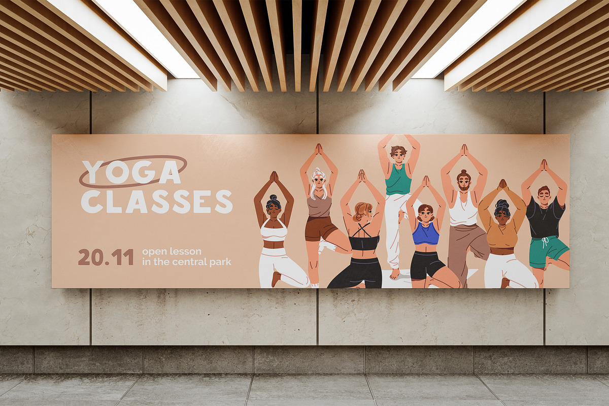 Group yoga class in nature banner, a Sport Illustration by PaperTrident (Photo 3 of 3)