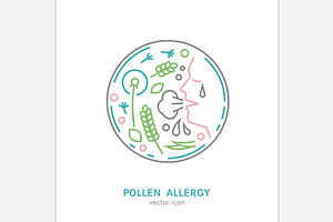 Types of allergy. Allergies caused, an Outline Icon by Anna's Shop