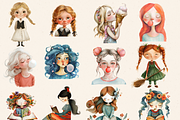 WHIMSICAL QUIRKY LITTLE GIRL CLIPART, a Person Illustration by Daring Digies (Thumbnail 3 of 10)