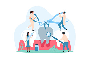 Procedure rotten tooth extraction, an Object Illustration by Flashvector