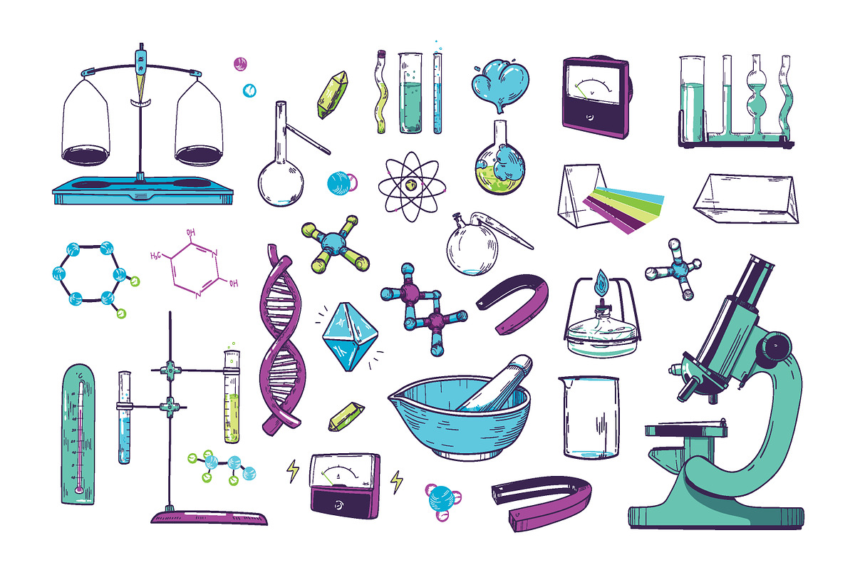 Chemistry and physics equipment set, an Education Illustration by Good Studio (Photo 2 of 9)