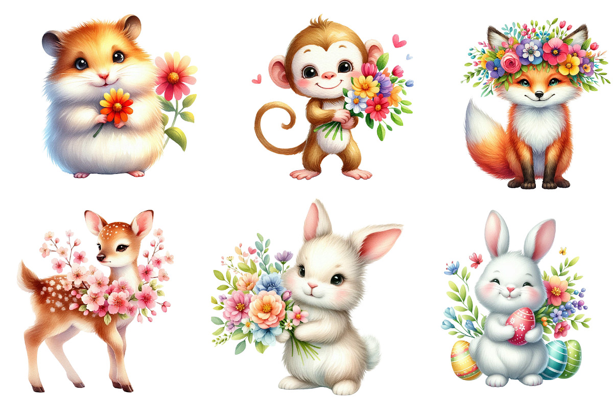 Watercolor Spring Animals Clipart, an Illustration by Dream Creation (Photo 3 of 7)