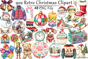 90s Retro Christmas Clipart