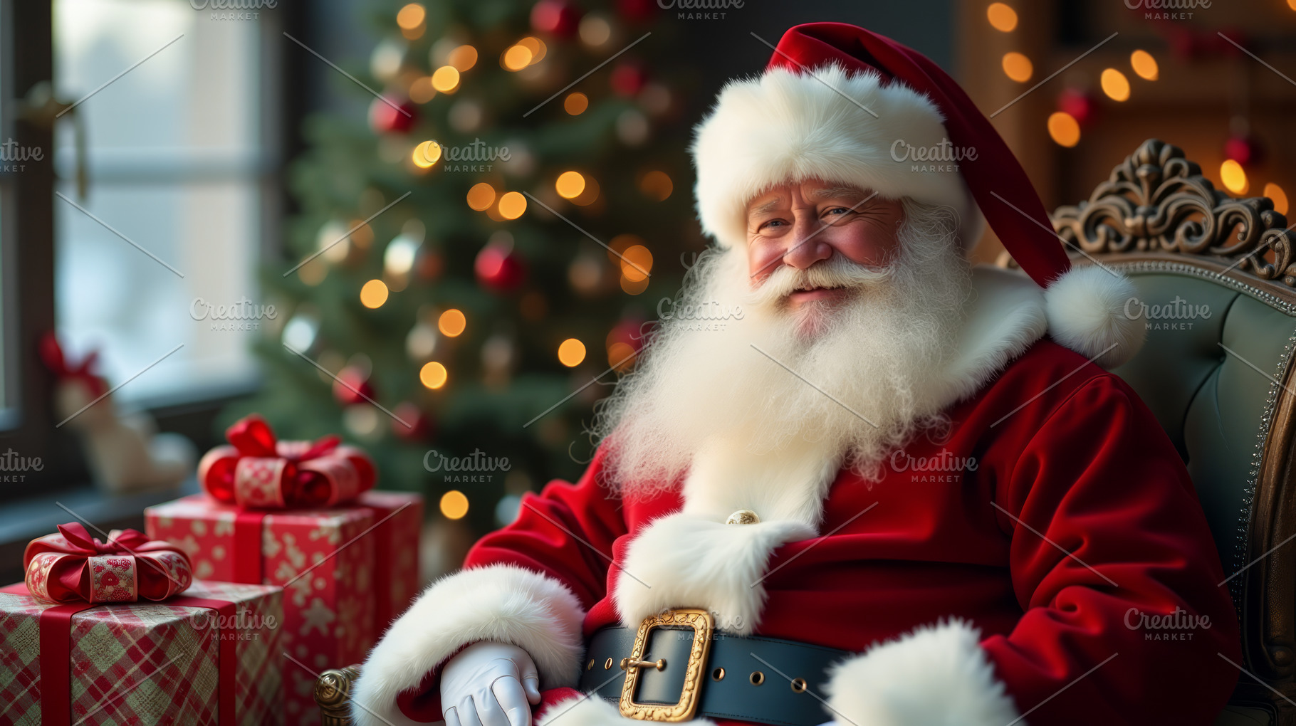 Santa Claus Smiling in Christmas Dec, a Holiday Photo by angellodeco