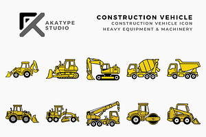 Construction Vehicle Collection, a Solid Icon by Akatype Studio