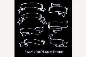Vector hand drawn banners set.