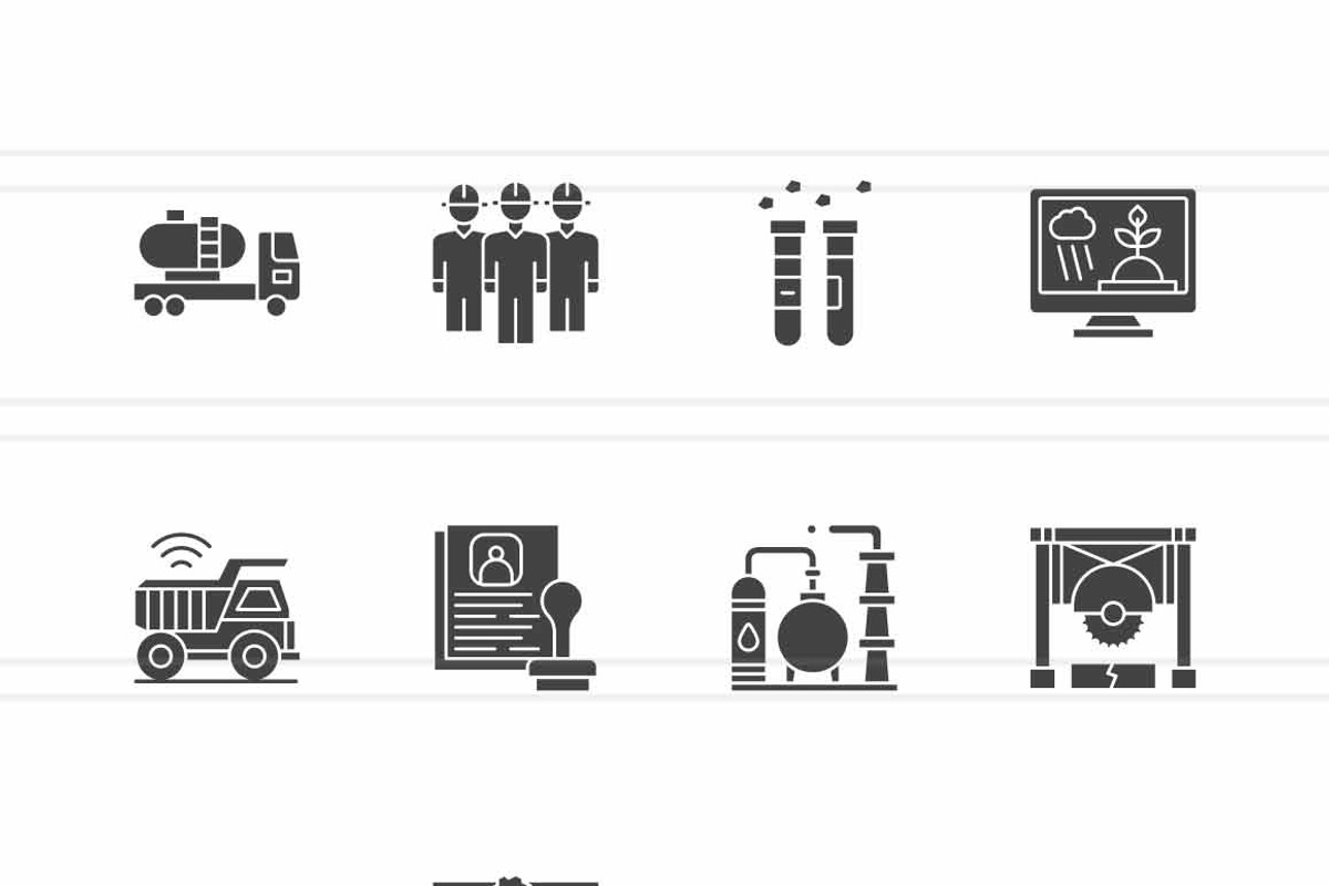 25 Industrial Mining Systems Icons, a Solid Icon by IconBunny (Photo 2 of 2)